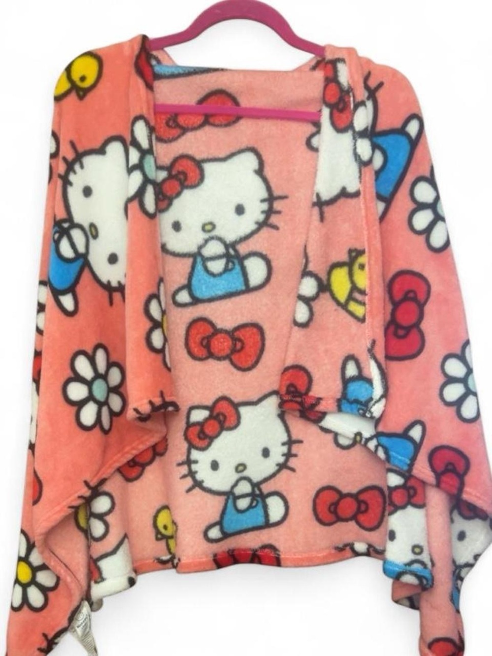 Sanrio Hello Kitty Coral Pink Hooded Fleece Poncho